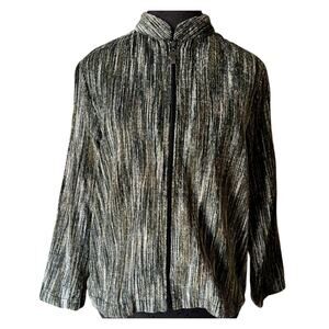 Bon Worth Green Grey Metallic/Textured Stripe Jacket - Size SP